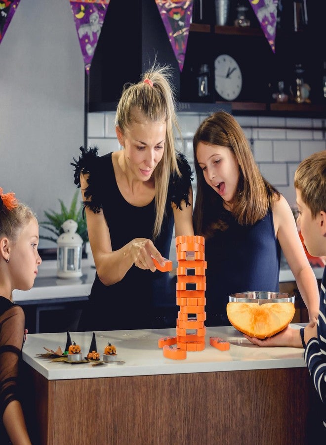 COCHIE Halloween Game for Family Adults, Wooden J-O-Lantern Blocks Stacking Tower Games, Tumbling Tower Balancing Pumpkin Blocks Halloween Party Game Activities Gifts (Pumpkins) - Image 5